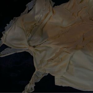 SHEIN Cream Ruffle Tie-Front Chemise Top